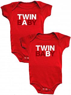 Bodys TWIN BABY A und B rot