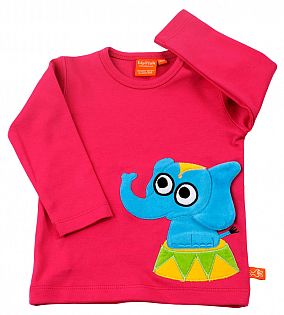 Langarmshirts blau und pink mit Zirkus-Elefant