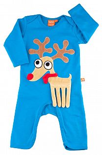 Jumpsuits blau mit Schneemann und Rentier