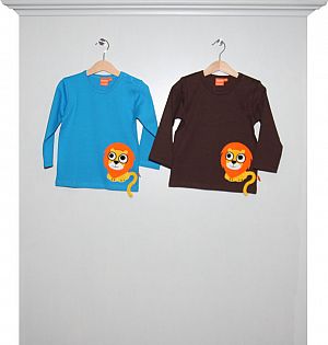 Langarmshirts Löwe blau und braun