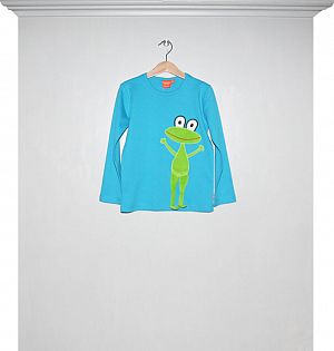 Langarm-Shirt kurzarm türkis mit Frosch