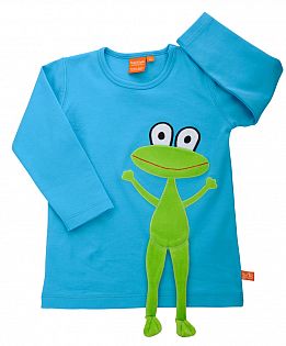 Langarm-Shirt kurzarm türkis mit Frosch