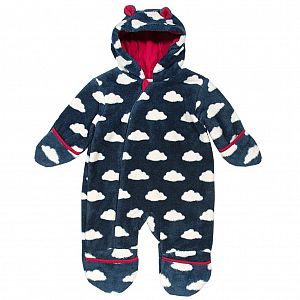 Fleece Overall mit Wolken-Motiv blau