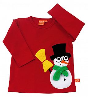 Langarmshirts blau und rot mit Schneemann