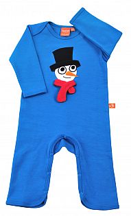 Jumpsuits blau mit Schneemann und Rentier