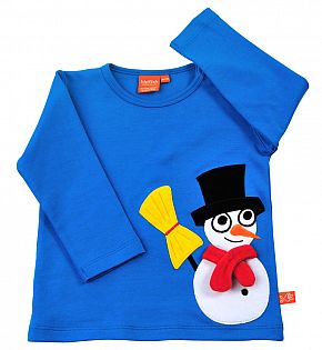 Langarmshirts blau und rot mit Schneemann