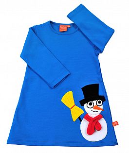 Shirtkleid und Jumpsuit blau mit Schneemann