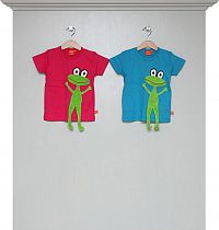 T-Shirts kurzarm kirschrot und türkis mit Frosch