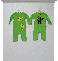 Jumpsuits lang grün Giraffe und Eule