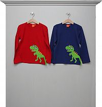 Langarmshirts rot und blau T-Rex