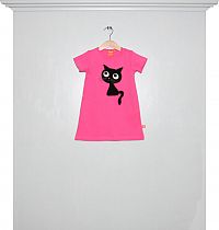 Kleid kurzarm pink mit Katze