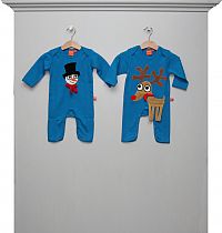 Jumpsuits blau mit Schneemann und Rentier