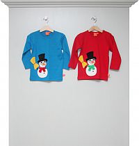 Langarmshirts blau und rot mit Schneemann